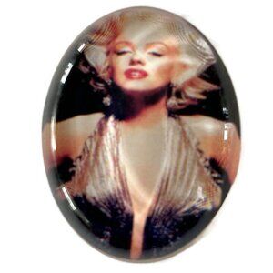 S1 Add-On Large Glass Cabochon Marilyn Monroe ~ Oval with Colour Image